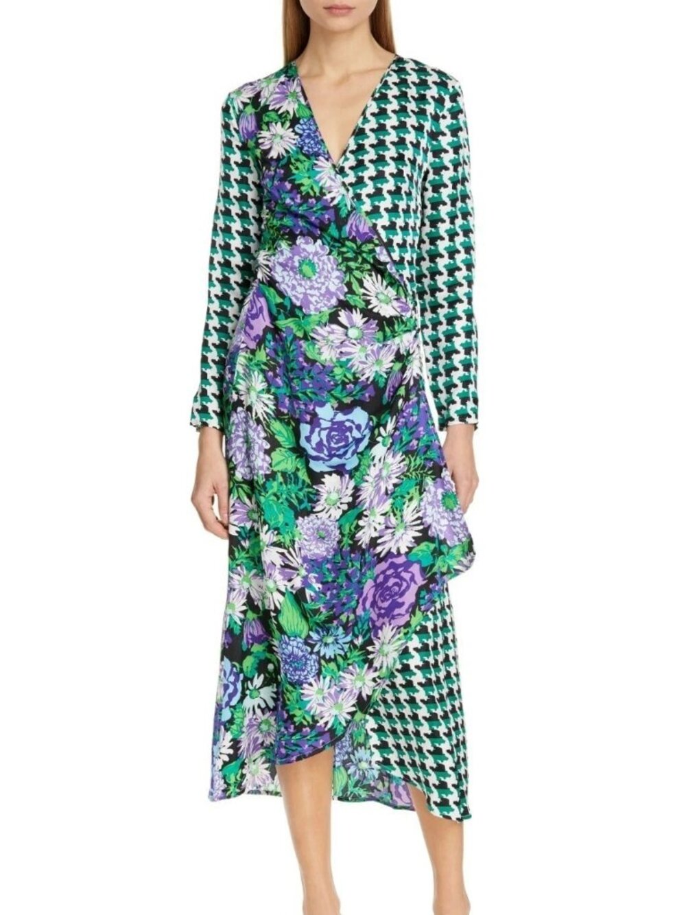 NWT Rixo Betty Midi Floral Silk Satin Wrap Dress sz S £325